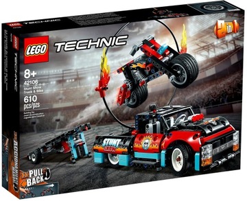 LEGO TECHNIC FURGONETKA I MOTOCYKL KASKADERSKI