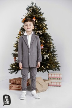 Szary garnitur w paski All for kids. 128/134