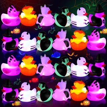 Halloween Light up Rubber Duck Glow in The Dark Pumpkin Skeleton Spider Bat