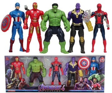 5 DUŻYCH FIGUREK AVENGERS THANOS SPIDERMAN IRON MAN HULK KAPITAN AMERYKA