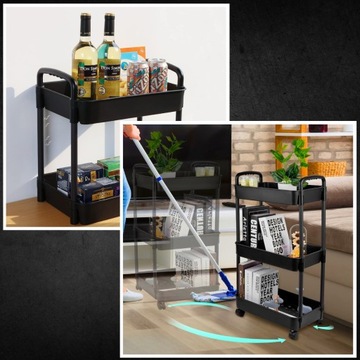 Кухонная тележка СТОЛ НА КОЛЕСАХ ТЕЛЕЖКА 3 УРОВНЯ С МОБИЛЬНЫМ ЗАМКОМ НА КОЛЕСАХ