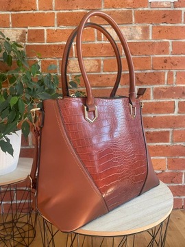 RUDA Efektowna torebka damska SHOPPER A4 aligator