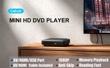 КОМПАКТНЫЙ DVD USB MP3-ПЛЕЕР ЧЕРНЫЙ HDMI RCA