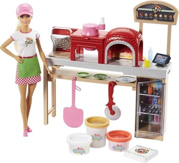 BARBIE ZESTAW PIZZERIA + LALKA CIASTOLINA FHR09