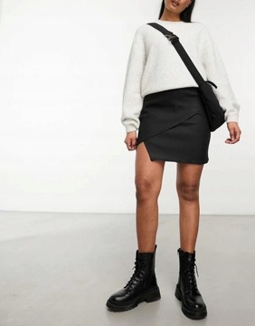 Vero Moda cxr mini czarna woskowana asymetryczna spódnica S NH2