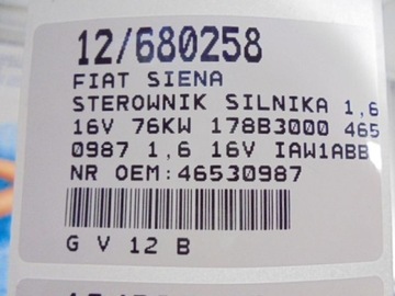 FIAT SIENA - JEDNOTKA IAW1ABB92 46530987