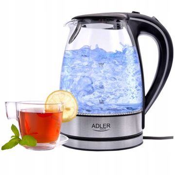 CZAJNIK ELEKTRYCZNY SZKLANY PODŚWIETLANY 1,7L BLUE LED do DOMU PRACY BIURA