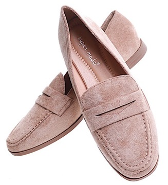 Wsuwane damskie półbuty buty loafersy damskie płaski obcas 15465