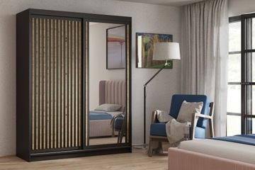 Szafa Przesuwna Tomi 100 cm Czarny / Czarny