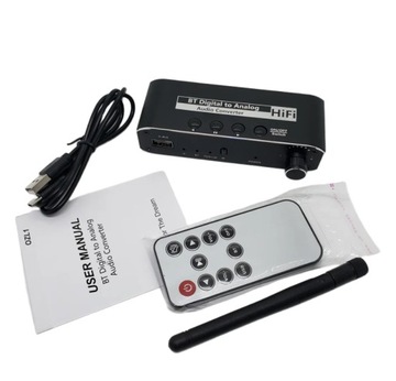 ПРИЕМНИК BLUETOOTH 5.0 АУДИО КОНВЕРТЕР ЦАП TOSLINK 2x CINCH AUX BT + USB