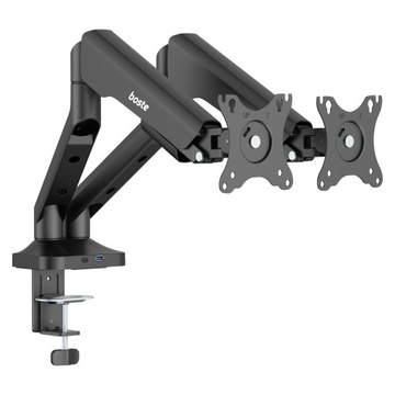 BOSTE SOLIDNY OBROTOWY GAZOWY UCHWYT BIURKOWY NA DWA MONITORY VESA 17-35''