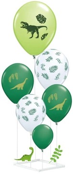 Balony Dinozaury zielono-białe ze stojakiem