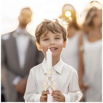 Świeca Komunijna pudełko drewno Świeca do Komunii Imienna Świeca na Komunię