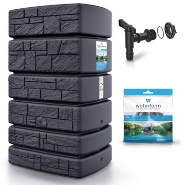 Zbiornik na deszczówkę TOWER STONE deszczownica 500 L antracyt + Kranik