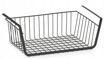 KOSZ KOSZYK PODWIESZANY POD PÓŁKĘ ORGANIZER CZARNY METALOWY 31,5 cm