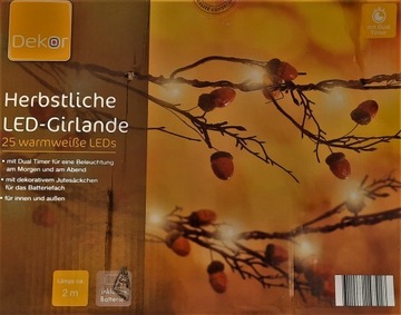Lampki ozdobne Girlanda Dekor 200 cm bateryjne
