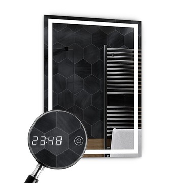 Lustro LED 100x130cm Zegarek Dotykowy LED Atlanta