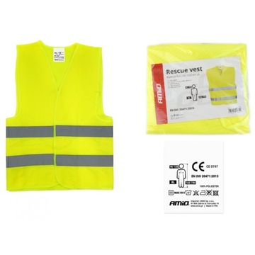 ПРЕДУПРЕЖДАЮЩИЙ ЖИЛЕТ AMIO, ЖЕЛТЫЙ, С СЕРТИФИКАТОМ