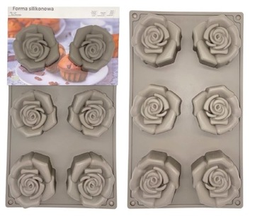 FORMA SILIKONOWA RÓŻA FOREMKA DO PIECZENIA BABECZKI MUFFINKI WZÓR 6 szt
