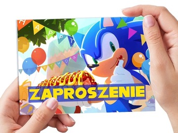 ZAPROSZENIE SONIC SZYBKI JEŻ NA URODZINY DZIECKA + KOPERTA GRATIS