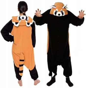 PIŻAMA DAMSKA MĘSKA ONESIE KOMBINEZON CZERWONA PANDA 175-182 [XL]