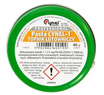Pasta CYNEL-1 topnik lutowniczy 40g MADE IN POLAND