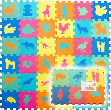 ПЕННЫЙ ПАЗЗЛ ОБРАЗОВАТЕЛЬНЫЙ КОВрик ЗВЕРИ 72 ЭЛЕМЕНТА.