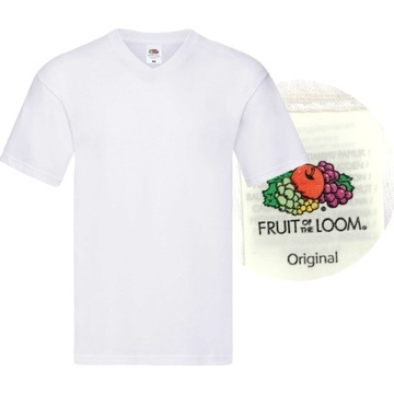 Koszulka V-neck w serek FRUIT of LOOM Biały XL