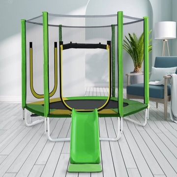 Drabinka do trampoliny dzieci ogrodzie siatka zabezpieczająca 293X213X204cm