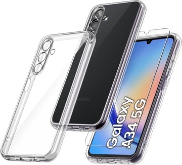 Etui do Samsung A34 5G WZMACNIANE 360° CLEAR Szkło