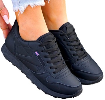 Czarne Buty Adidasy Damskie Sneakersy Klasyczne 36