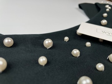 Elegancka sukienka jedwabna z perłami jedwab PAUL ALEXANDER r. M (8)