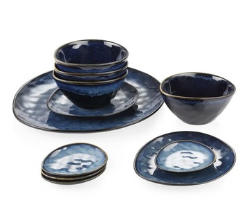 KOMPLET SERWIS OBIADOWY VANCASSO STARRY BLUE 33 szt. KAMIONKA PREZENT