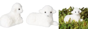 2x ЯГНЕНОК ПАСХАЛЬНЫЕ ЯГНЦЫ ФИГУРКА ДЛЯ КОРЗИНЫ ПЛАТЬЯ ЛЕЖАЩАЯ ŚŚęconka