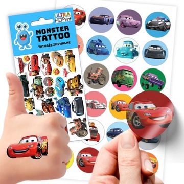 MEGA ZESTAW NAKLEJKI + TATUAŻE CARS AUTA ZYGZAK