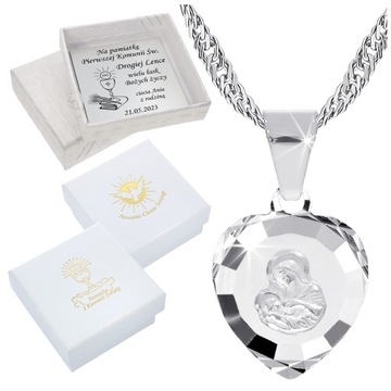 Серебряная цепочка-МЕДАЛЬ «Богоматерь для причастия при крещении»