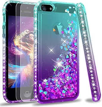 Etui do Apple iPhone SE 2016, iPhone 5/5S ze szkłem hartowanym [zestaw 2],