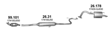 Глушитель концевой Toyota Yaris объём 1.3 05-08