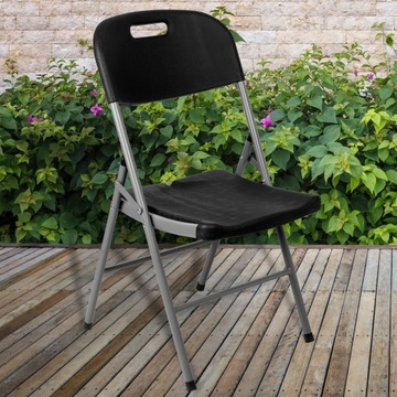 Стул складной для кейтеринга ЧЕРНЫЙ - пластик SOLID BLACK