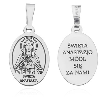 Srebrny medalik Ag 925 rodowany Św. Anastazja MDC092R