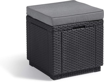 KETER OGRODOWY TABORET Z PODUSZKĄ SCHOWEK 42x42x45cm ODPORNY NA UV