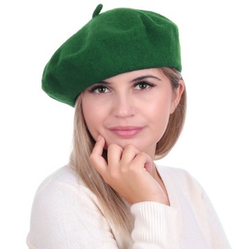 Beret damski w stylu francuskim zielony
