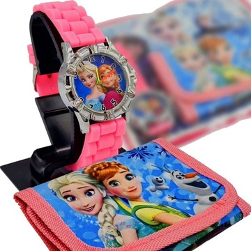KRAINA LODU ZESTAW ZEGAREK PORTFEL DZIECKA FROZEN