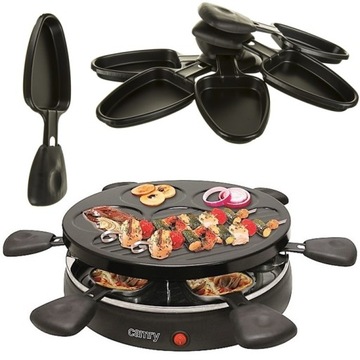 GRILL ELEKTRYCZNY STOŁOWY 2w1 RACLETTE 6 PATELNI 1200W CR6606