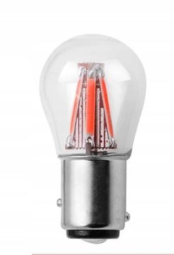 LED 4 COB FILAMENT P21/5W BAY15D 12V 24V CZERWONA