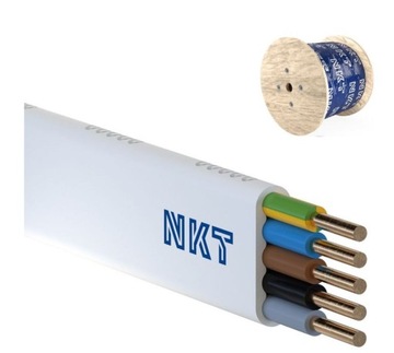 Przewód Płaski instalacyjny YDYp NKT 100 m 5x4 mm2