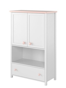 Komoda dziecięca Luna 11 szer 85cm biały + różowy