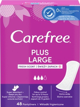 CAREFREE PLUS LARGE WKŁADKI HIGIENICZNE ŚWIEŻY ZAPACH 48 SZTUK