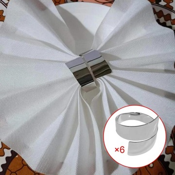 6шт Держатели для салфеток Обеденная салфетка Серебристый