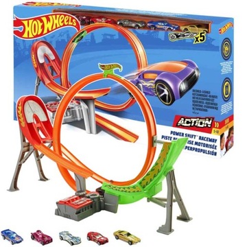 HOT WHEELS TOR SMOCHODOWY PĘTLA NAPĘD + 5 AUTEK